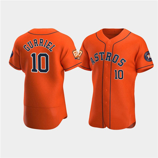 Houston Astros #10 Yuli Gurriel Orange Fedasgoge 60th Anniversary Flex Base Stitched Jersey