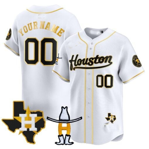 Custom Houston Astros Houston Rodeo Patch Vapor Premier Limited Jersey ¨C White Fedasgoge