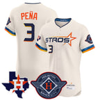 Houston Astros #3 Jeremy Pena Player Cream Fedasgoge City Connect Texas Patch Vapor Premier Limited Elite Home Stitched Jerseys