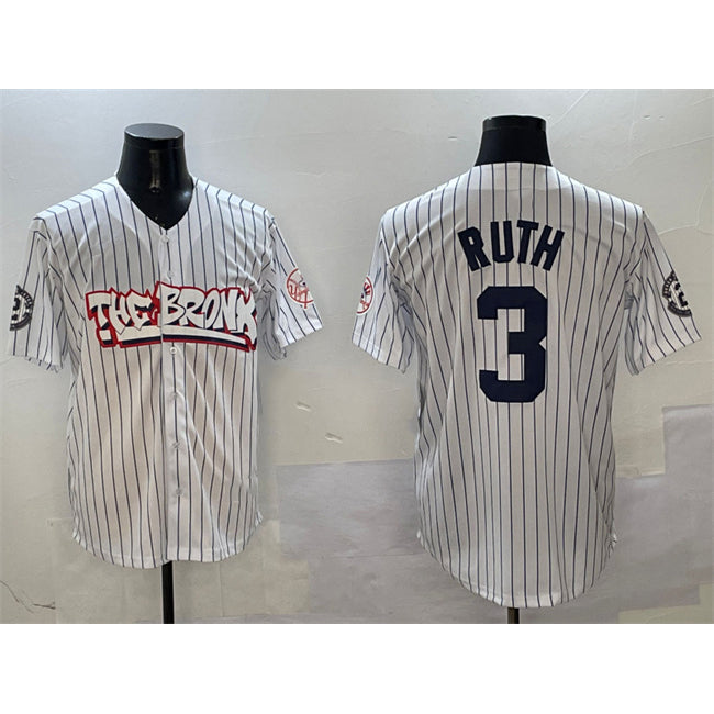 New York Yankees #3 Babe Ruth White Fedasgoge Bronx Graffiti Vapor Limited Stitched Jersey