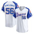 Atlanta Braves #56 Spencer Schwellenbach Player White Fedasgoge Throwback Cooperstown Collection T-shirt Game Stitched Jerseys