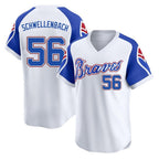 Atlanta Braves #56 Spencer Schwellenbach Player White Fedasgoge Throwback Cooperstown Collection T-shirt Game Stitched Jerseys