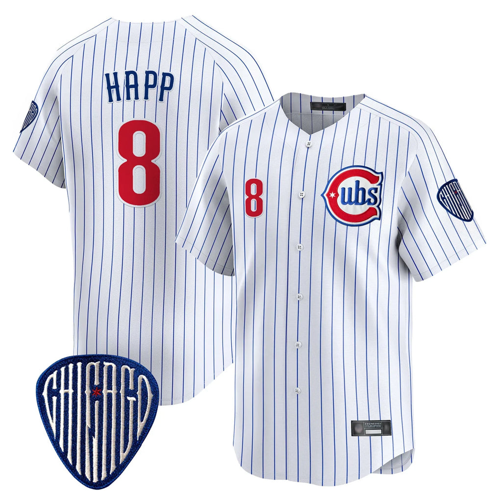 Chicago Cubs #8 Ian Happ Player White Fedasgoge Pinstripe Vapor Premier Limited Home Stitched Jerseys