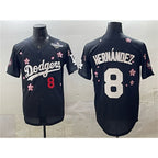 Los Angeles Dodgers #8 Enrique Hernandez Black Fedasgoge 2025 World Series Patch Tokyo Series Limited Stitched Jersey