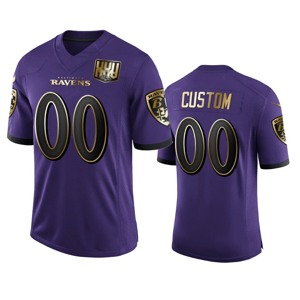 Custom B.Ravens Purple Fedasgoge Team 25th Season Golden Limited Jersey