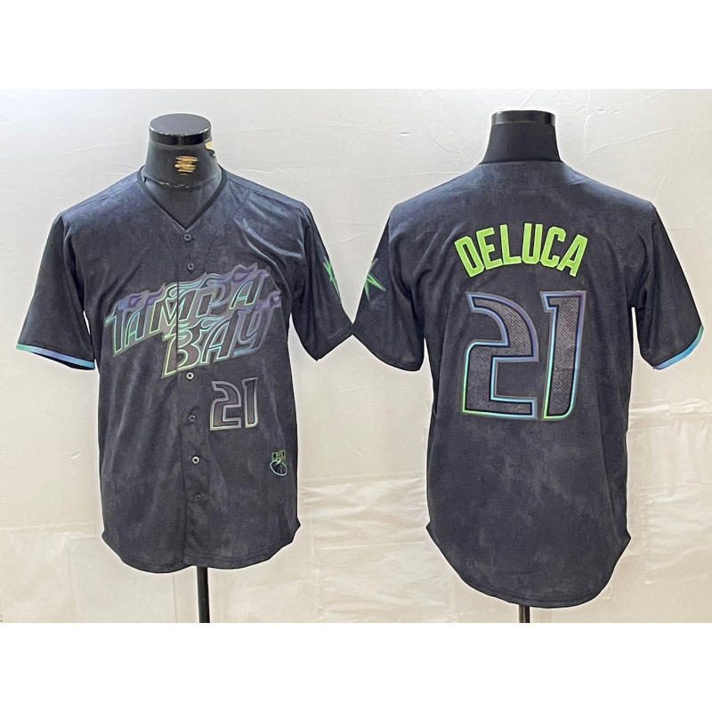 Tampa Bay Rays #21 Jonny DeLuca Number Charcoal Fedasgoge 2024 City Connect Limited Stitched Jersey 2