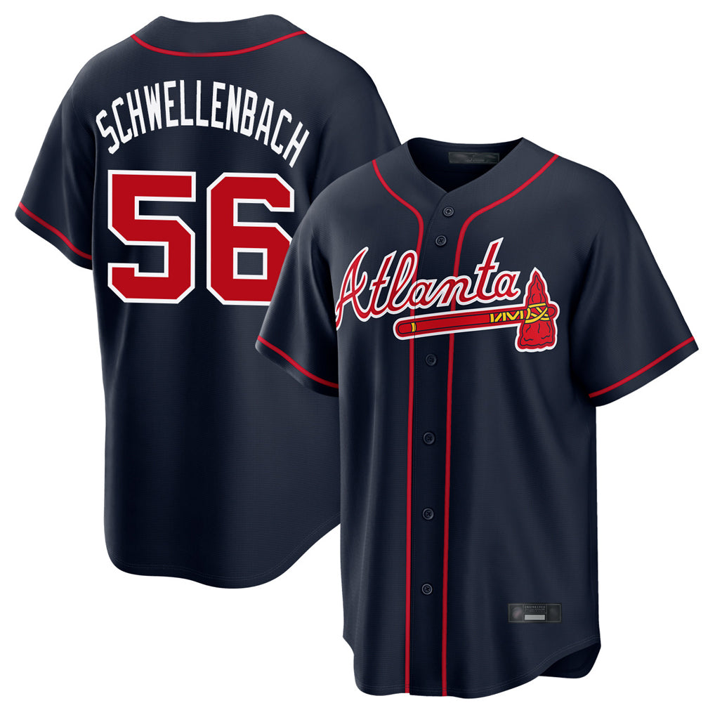 Atlanta Braves #56 Spencer Schwellenbach Player Navy Fedasgoge Home Game Stitched Jerseys