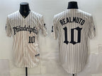 Philadelphia Phillies #10 J.T. Realmuto Cream Fedasgoge Pinstripe Gothic Vapor Limited Stitched Jersey