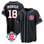 Chicago Cubs #18 Shota Imanaga Player Black Fedasgoge Fashion Out 150th Anniversary Game Stitched Jerseys