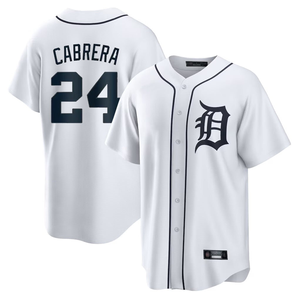 Detroit Tigers #24 Miguel Cabrera Player White Fedasgoge Home Game Stitched Jerseys