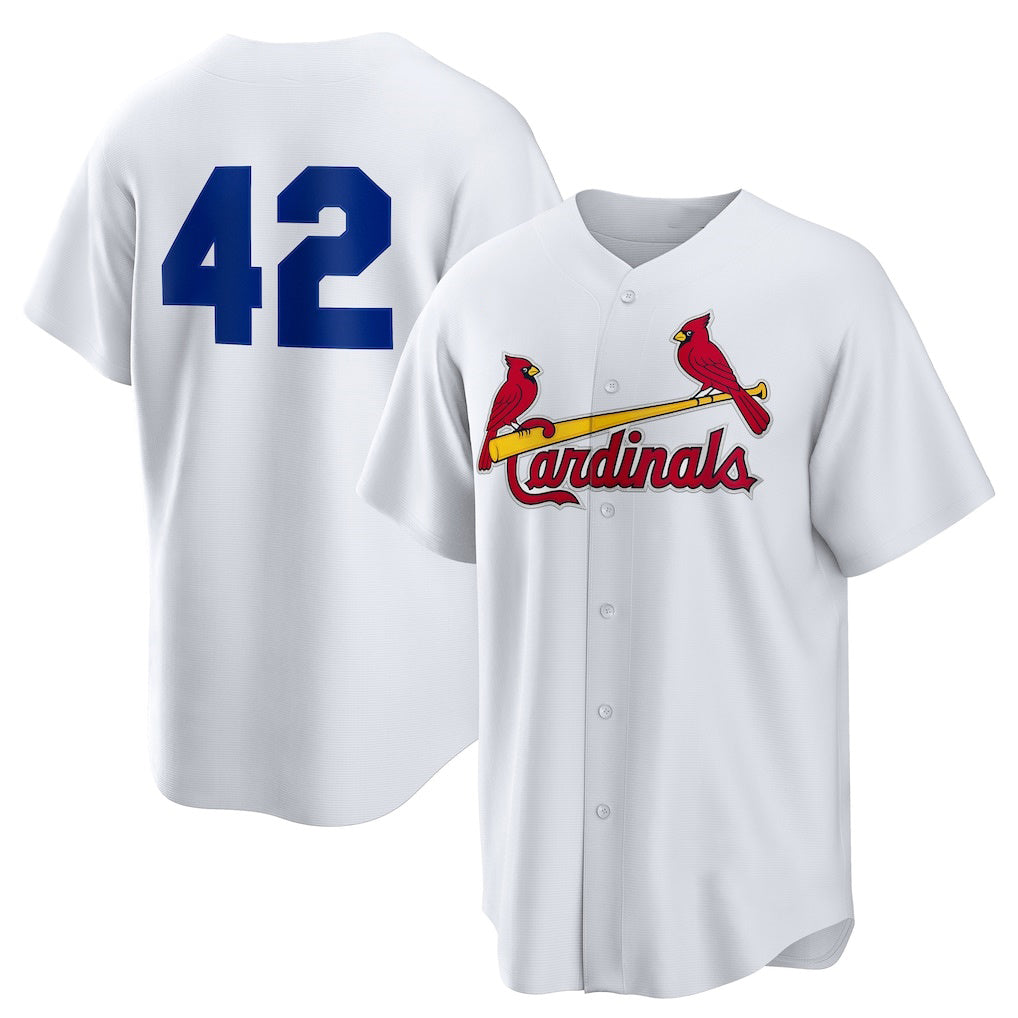 St. Louis Cardinals #42 Jackie Robinson White Fedasgoge Home 2025 Day Replica Jersey