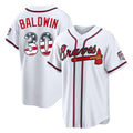 Atlanta Braves #30 Drake Baldwin Player White Fedasgoge USA 250 Fourth Of July Limited Home Game Stitched Jerseys