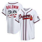 Atlanta Braves #30 Drake Baldwin Player White Fedasgoge USA 250 Fourth Of July Limited Home Game Stitched Jerseys