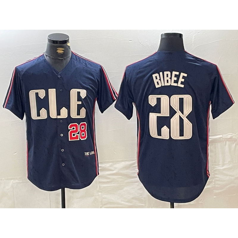 Cleveland Guardians #28 Tanner Bibee Number Navy Fedasgoge 2024 City Connect Limited Stitched Jersey