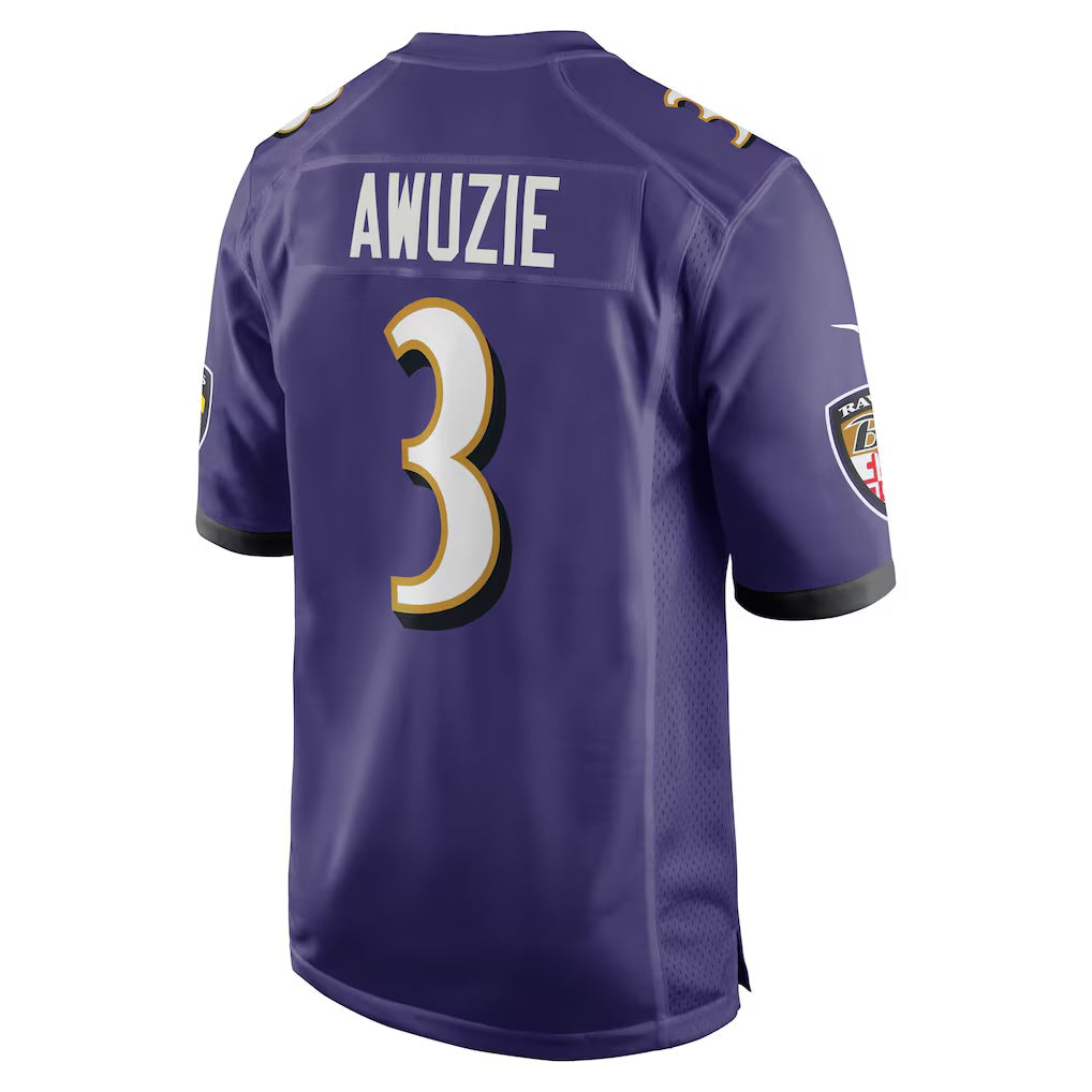 B.Ravens #3 Chidobe Awuzie Purple Fedasgoge Team Game Jersey