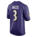 B.Ravens #3 Chidobe Awuzie Purple Fedasgoge Team Game Jersey