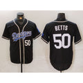 Los Angeles Dodgers #50 Mookie Betts Number Black Fedasgoge White Cool Base Stitched Jerseys