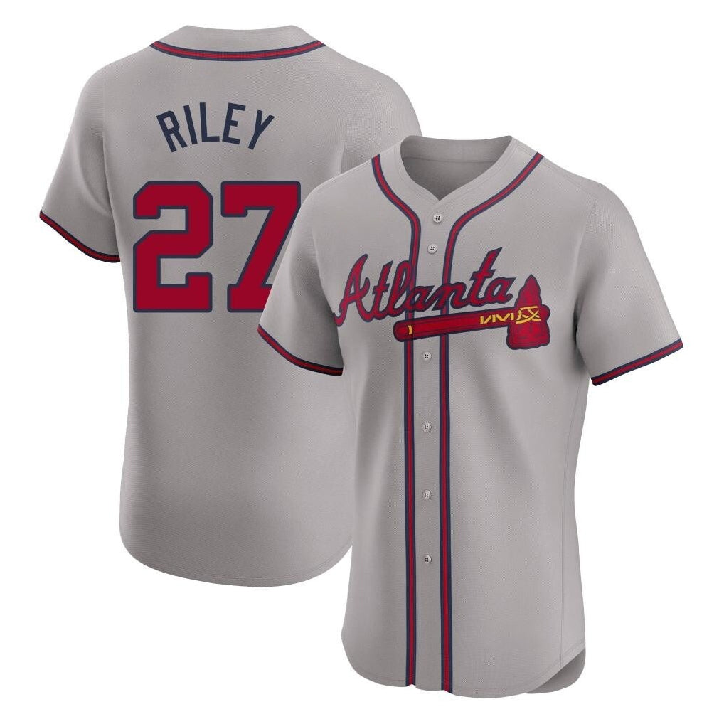Atlanta Braves #27 Austin Riley Player Gray Fedasgoge Limited Elite Home Game Stitched Jerseys