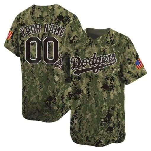 Custom Los Angeles Dodgers USMC Alternate Vapor Premier Limited Jersey ¨C All Stitched-Woodland Fedasgoge