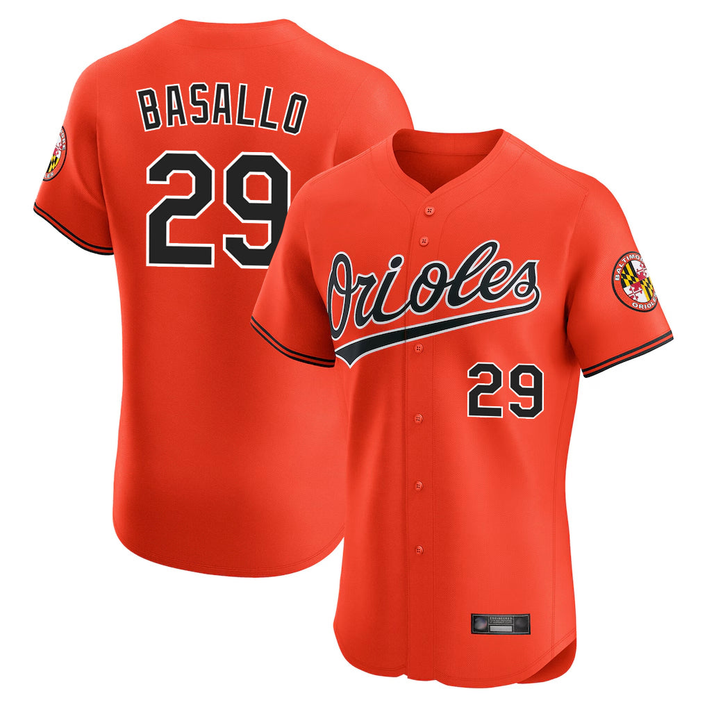 Baltimore Orioles #29 Samuel Basallo Player Orange Fedasgoge Limited Elite Home Game Stitched Jerseys