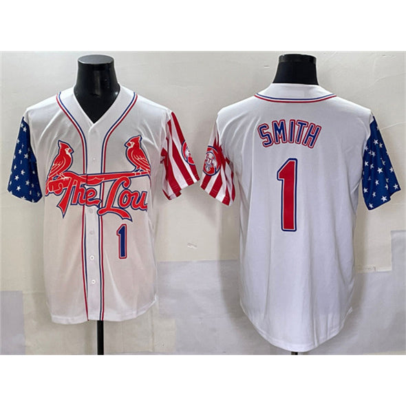 St. Louis Cardinals #1 Ozzie Smith White Fedasgoge Independence Day Vapor Premier Limited Stitched Jersey