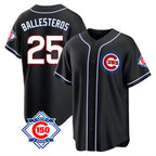 Chicago Cubs #25 Moises Ballesteros Player Black Fedasgoge Fashion Out 150th Anniversary Game Stitched Jerseys