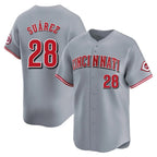 Cincinnati Reds #28 Eugenio Su¨¢rez Player Gray Fedasgoge Home Limited Stitched Jerseys