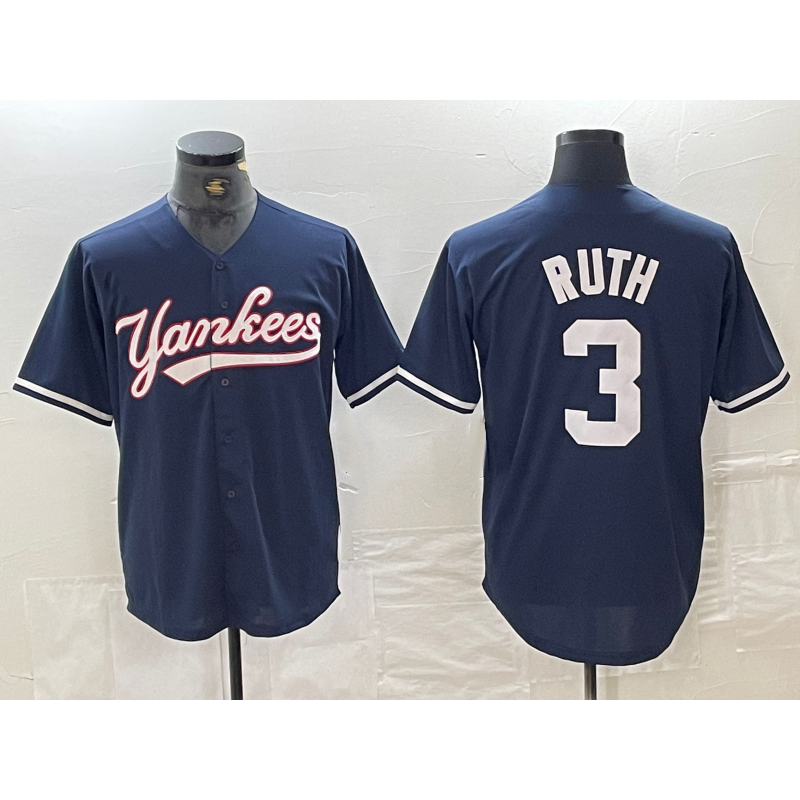 New York Yankees #3 Babe Ruth Navy Fedasgoge Cool Base Stitched Jersey
