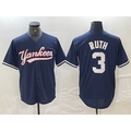 New York Yankees #3 Babe Ruth Navy Fedasgoge Cool Base Stitched Jersey