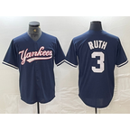 New York Yankees #3 Babe Ruth Navy Fedasgoge Cool Base Stitched Jersey