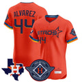 Houston Astros #44 Yordan Alvarez Player Orange Fedasgoge City Connect Texas Patch Vapor Premier Limited Elite Home Stitched Jerseys