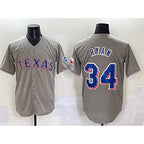 Texas Rangers #34 Nolan Ryan Grey Fedasgoge With Patch Cool Base Stitched Jersey