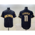 Milwaukee Brewers #11 Jackson Chourio Black Gold Fedasgoge With Home Patch Limited Stitched Jersey