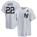 New York Yankees #22 Juan Soto White Fedasgoge 2024 World Series With Name Cool Base Stitched Jersey