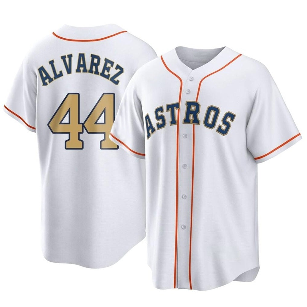 Houston Astros #44 Yordan Alvarez Player Gold Fedasgoge Collection Game Home Stitched Jerseys