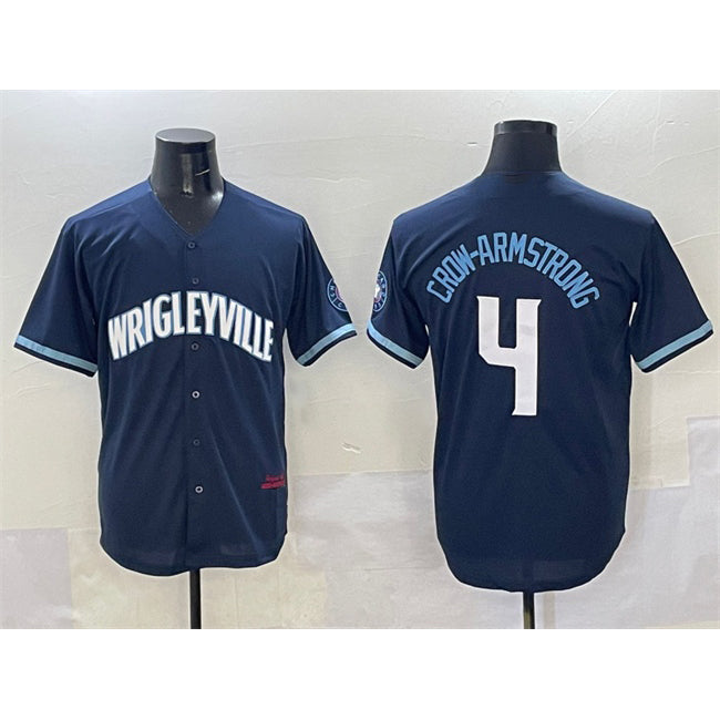 Chicago Cubs #4 Pete Crow-Armstrong Navy Fedasgoge City Connect Stitched Jersey