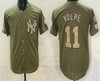 New York Yankees #11 Anthony Volpe Olive Fedasgoge 2026 Armed Forces Day Jersey
