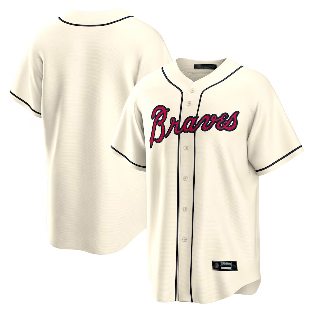 Atlanta Braves Cream Fedasgoge Home Game Blank Player Stitched Jerseys