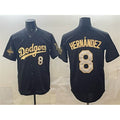 Los Angeles Dodgers #8 Enrique Hernandez Black Gold Fedasgoge 2025 World Series Champions Patch Limited Stitched Jersey