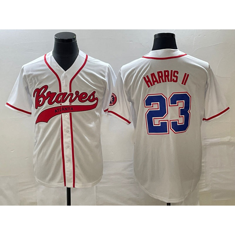 Atlanta Braves #23 Michael Harris II White FOULKSSHOP Cool Base With Patch Stitched Jersey 2