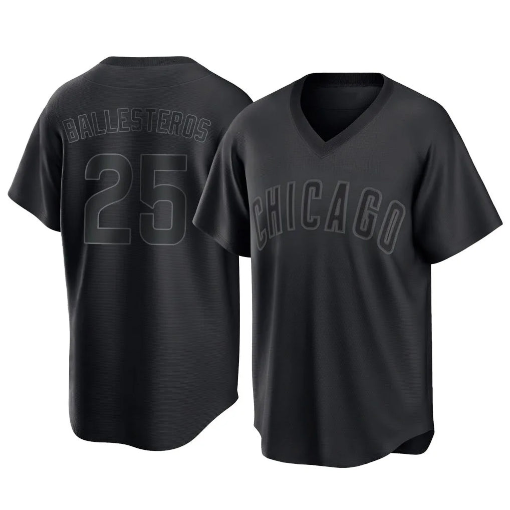 Chicago Cubs #25 Moises Ballesteros Player Black Fedasgoge T-shirt Home Game Stitched Jerseys