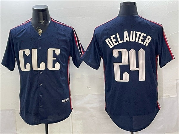 Cleveland Guardians #24 Chase DeLauter Navy Fedasgoge 2024 City Connect Limited Stitched Jersey