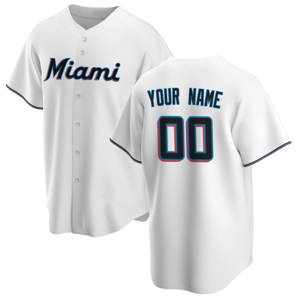 Custom Miami Marlins White Fedasgoge Home Replica Jersey