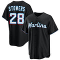 Miami Marlins #28 Kyle Stowers Black Fedasgoge Cool Base Stitched Jersey