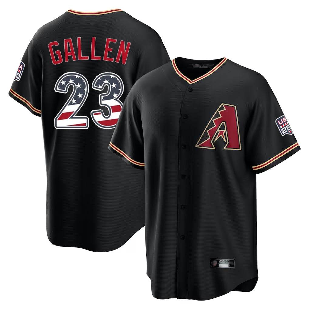 Arizona Diamondbacks #23 Zac Gallen Player Black Fedasgoge USA 250 Fourth of July Game Home Stitched Jerseys