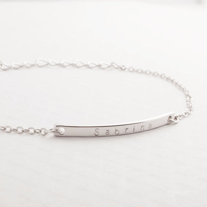 Custom Jewelry 16K Gold Your Name Bar Bracelet Personalized gift Gold Plated bar Delicate Hand Stamp Best bridesmaid Wedding Graduation Gift