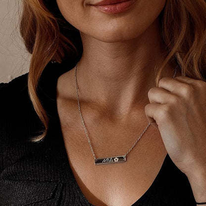 Petite Boutique Customizable Your Name Bar Necklace Personalized Mothers Day Gift Custom Jewelry 16K Plated Aniversary bridesmaid Gift for Women Gold Silver Rose Gold