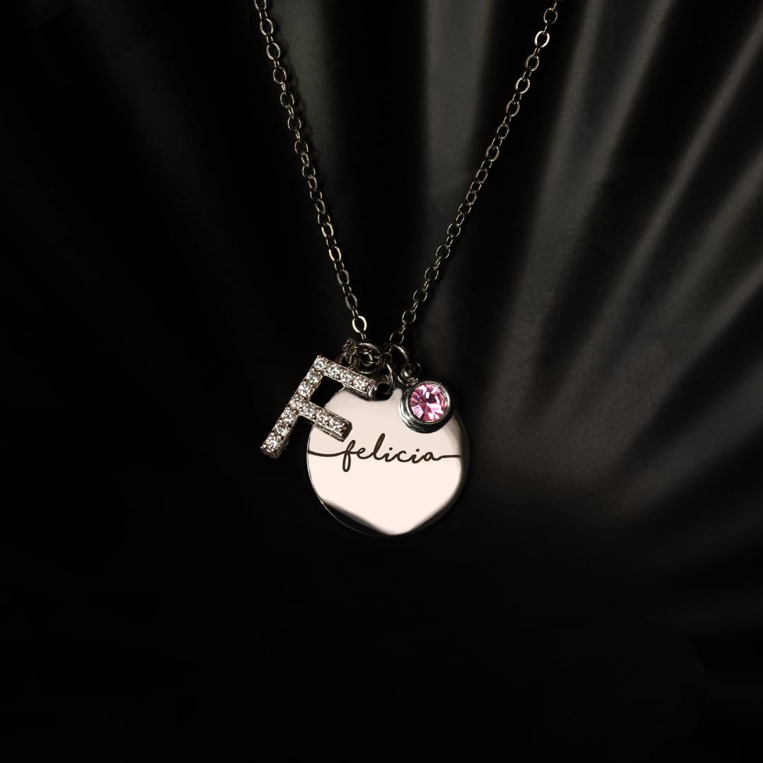 Personalized Initial Birthstone Necklace Mother's Day Gifts for Women Gold Name a Necklace Coin Pendant Custom Jewelry for Mom Gifts