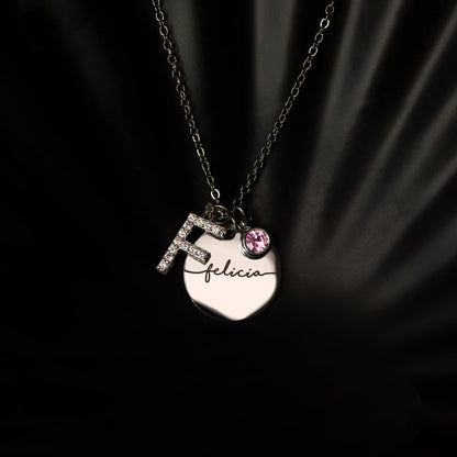 Personalized Initial Birthstone Necklace Mother's Day Gifts for Women Gold Name a Necklace Coin Pendant Custom Jewelry for Mom Gifts