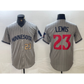 Minnesota Twins #23 Royce Lewis Number 2023 Grey Fedasgoge Home Team Cool Base Stitched Jersey 2